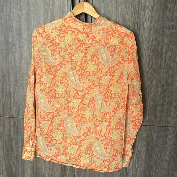 Lauren Ralph Lauren Colorful Orange Paisley Shirt - Picture 4 of 13